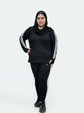 ست بلوز و شلوار سایز بزرگ زنانه طرح آدیداس دو مغزی کش