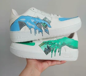 کفش اسپرت کاستوم کتانی با طرح Michelangelo نایک nike ایرفورس air force