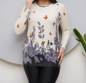 بلوز زنانه مجلسی نگین‌دار طرح گل