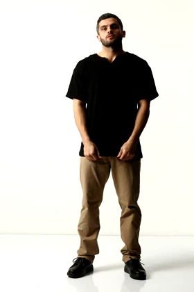 تیشرت آستین کوتاه یقه کوبایی مردانه