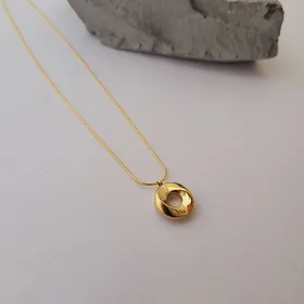 گردنبند ماری نازک استیل پلاک دونات