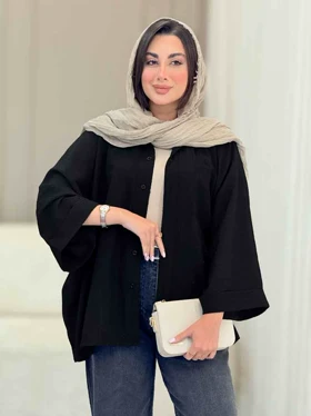 مانتو پانچ آستین پاکتی تک جیب
