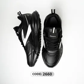 کتانی BROOKS مشکی خط سفید زیره طبی 2660
