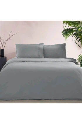 سرویس روتختی Taç مدل Basic Queen Size پنبه‌ای - طوسی