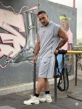 ست هودی و شلوارک وست نایک طوسی nike