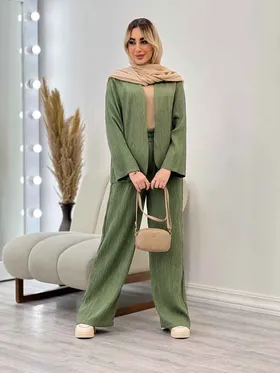 ست مانتو و شلوار جلو باز