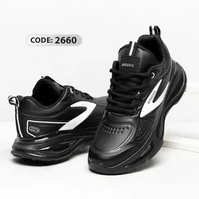 کتانی BROOKS مشکی خط سفید زیره طبی 2660