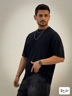 تیشرت مردانه مشکی مراکشی بیسیک_کد4352