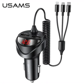 شارژر فندکی یوسامز USAMS مدل US-CC119 با جریان 3.4 آمپر و کابل 3 در 1