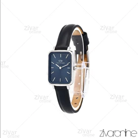 ساعت دنیل ولینگتون زنانه کوادرو قاب سیلور صفحه سرمه ای بند چرم 106576