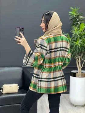 پالتو چهارخونه پشت کش دار