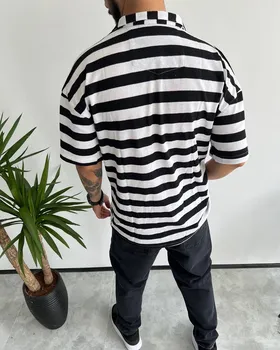 پیراهن رینگر پنبه استین کوتاه PULL&BEAR سفید مشکی