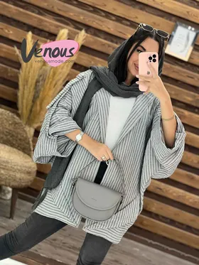 مانتو راه راه سرشونه سگک
