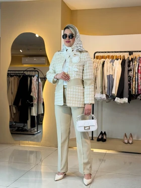 کت و شلوار پیچازی کرم 200106