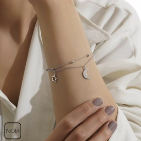 دستبند نقره ماه و ستاره کد 351278