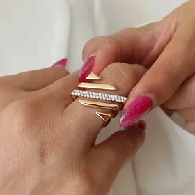 انگشتر خطی طرح طلا ژوپینگ کد 523