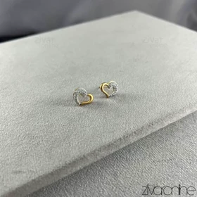 گوشواره زنانه مدل قلب تو خالی نگین‌دار 20399