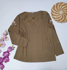 شومیز گیپوردار مدل دلسا کد 50274 (نسکافه ای)