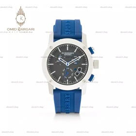 ساعت مچی بربری سه موتوره فول دیت آبی Burberry