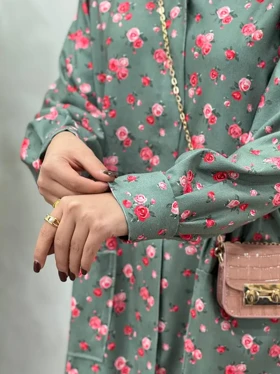 پیراهن مانتویی پاییزه طرحدار آیسو سانیا 1