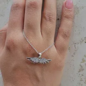 گردنبند بال فرشته نقره ای