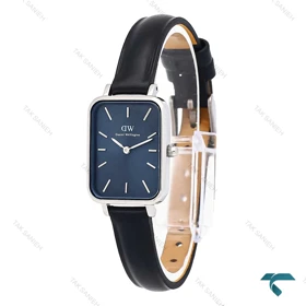 ساعت دنیل ولینگتون زنانه مستطیلی بند چرم مشکی صفحه سرمه ای DW-6576-L
