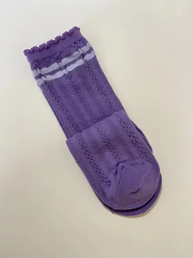 جوراب ساق بلند دخترانه مدل ست بنفش طرح بافت