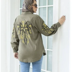 مانتو کتی زنانه طرح پروانه گلدوزی شده