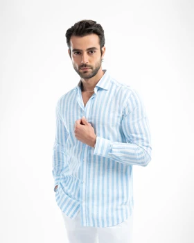 ام کی کالکشن پیراهن آستین بلند mk-25699-blue