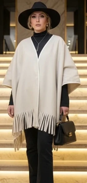 پانچو سرخپوستی کرم رژ