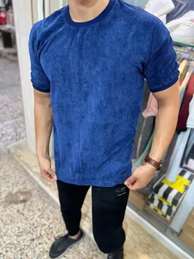 تیشرت مخمل کبریتی سرمه ای