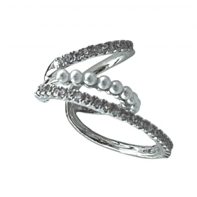 ایرکاف زنانه مدل اورویا طرح چندحلقه‌ای با مروارید و نگین نقره‌ای