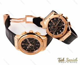 ساعت هابلوت ست سه موتوره رزگلد بند چرم Hublot-2919-S