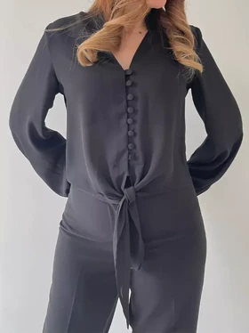 شومیز زنانه کرپ مشکی الیوت (Elliot) کد 2531