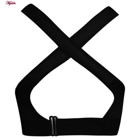 نیم‌تنه ورزشی زنانه مدل بند چسبی پددار پشت ضربدری مشکی کد 5166-805
