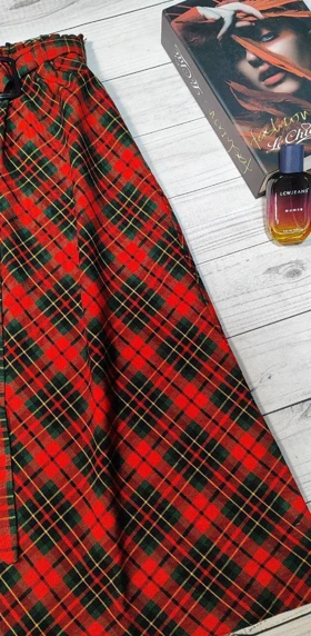 دامن چهارخونه پشمی قد 75 کد 50129