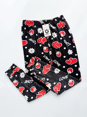 شلوار مخمل استیکردار طرح قلب