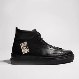 نیم بوت چرم مردانه مشکی مدل loca