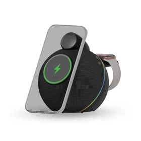 شارژر وایرلس چندکاره و اسپیکر لولو مدل LEVELO AIRA WIRELESS CHARGER WITH SPEAKER