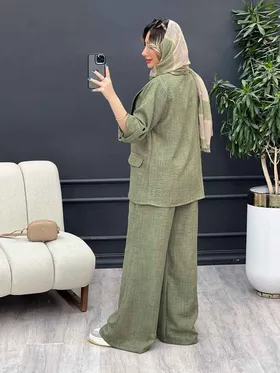 ست مانتو و شلوار دو دکمه سودا