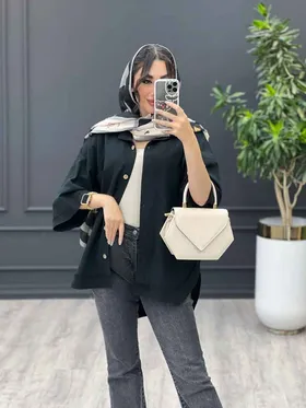 مانتو شومیزی ریش دار جیب دکمه
