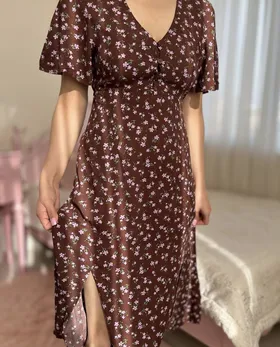 پیراهن دشت شقایق قهوه ای🎻🌸