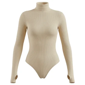 بادی یقه اسکی آستین انگشتی کرم