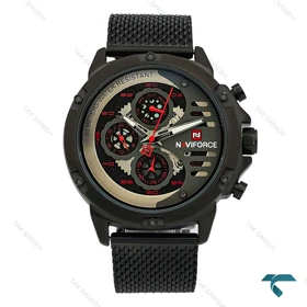 ساعت نیوی NF9110 مردانه بند حصیری صفحه قرمز مشکی NaviForce-8402-G