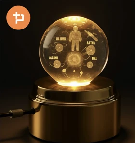 چراغ خواب گوی کریستال طرحدار/ گردان / سایز کوچک