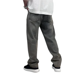 شلوار جین بگ مردانه طوسی مدل ساده