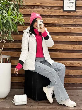 کاپشن لوزی دوزی آستین کشبافت