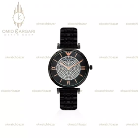 ساعت مچی امپریو آرمانی صفحه نگین تمام مشکی Emporio Armani