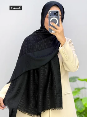 شال مشکی ژاکارد آرن کد 12077 (کد 2)