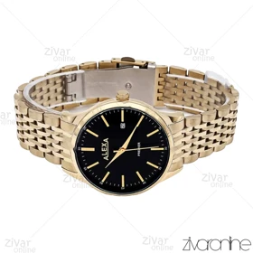 ساعت الکسا پریمیر A0074 مردانه طلایی صفحه مشکی 105887